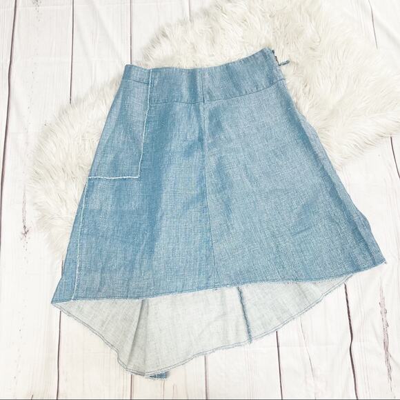 Anthropologie Pilcro & the Letterpress Metallic Blue Asymmetrical Skirt‎ Size 10 - Picture 4 of 5